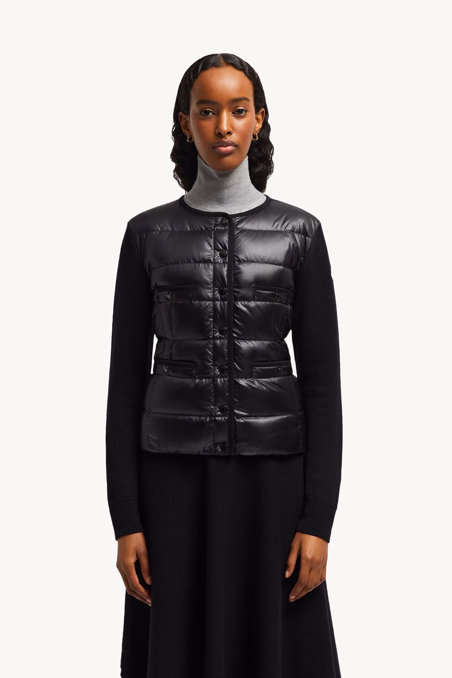 Cardigan matelassé en laine Noir Moncler 3